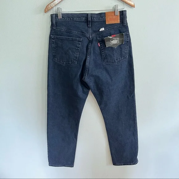 Levis High Rise 501 Straight Button Fly Jean in Deep Dark - Picture 3 of 4